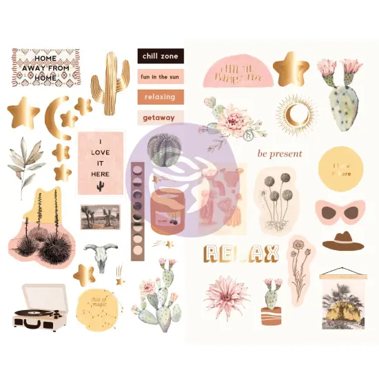 Prima Marketing Inc Golden Desert Collection Chipboard Stickers - 42 Pcs W/ Foil Details 655350645755 {1}