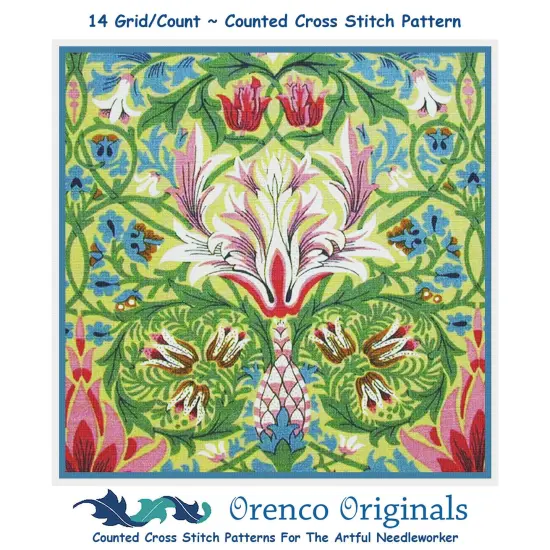 Snakeshead design by William Morris Counted Cross Stitch Pattern {1}