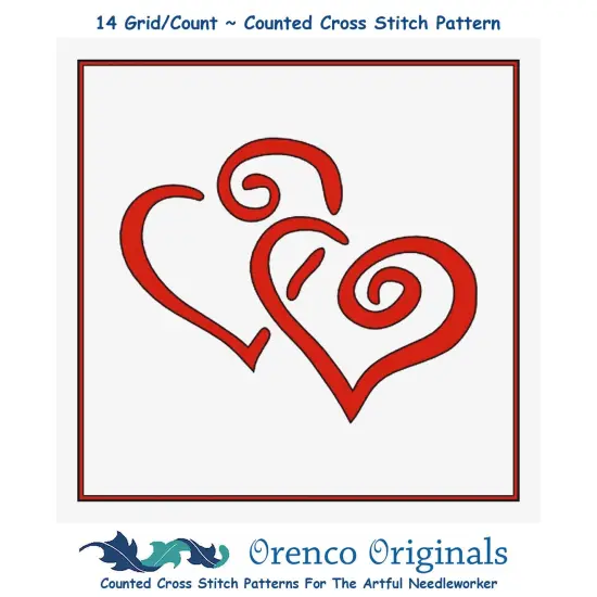 Valentine Art Deco Hearts Love Counted Cross Stitch Pattern - only 5 DMC Colors {1}