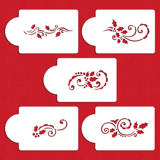 Holly and Berry Swirls Cake Stencil Set | C717 by Designer Stencils | Stencils for Royal Icing, Airbrush, Dusting Powder | {3}