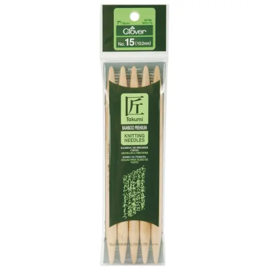 Takumi Bamboo Double Point Knitting Needles 7" 5/Pkg-Size 15/10mm {1}