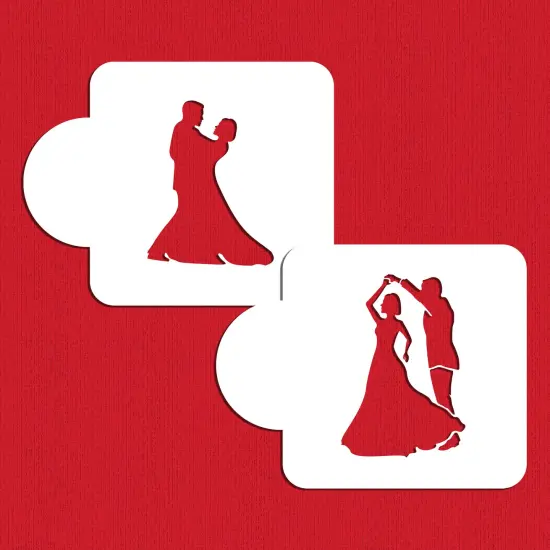 Dancing Couple Cake Stencil | C818 by Designer Stencils | Cake Decorating Tools | Baking Stencils for Royal Icing, Airbrush, Dusting Powder | Reusable Plastic Food Grade Stencil for Cakes | Easy to Use & Clean Cake Stencil {6}