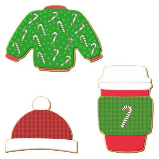 CookieCutter.com Winter 3 Piece Cookie Cutters Set, Sweater, Cap, Latte Cup, Tin Plate Steel, USA {2}