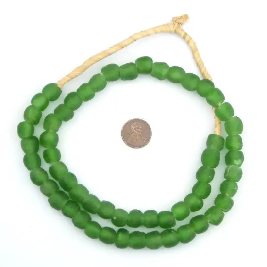 The Bead Chest African Recycled Glass Beads, 11mm - Full Strand Eco-Friendly Fair Trade Sea Glass Beads from Ghana Handmade Ethnic Round Spherical Tribal Boho Krobo Spacer Beads Groundhog Grey {2}