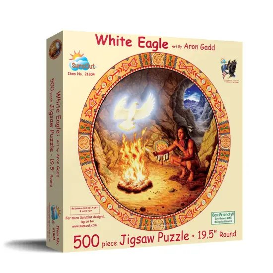 Sunsout White Eagle 500 pc Round Jigsaw Puzzle 21804 {3}