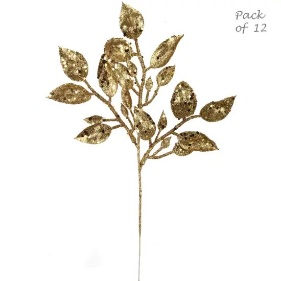 Radiant 7-Inch Gold Salal Leaf Spray - Striking Metallic Faux Foliage for Home Decor, Floral Arrangements & Upscale Events {2}