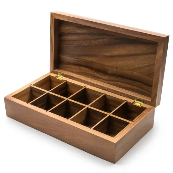 Fox Run Wooden Double Tea Storage and Organization Box 10 Compartments {3}