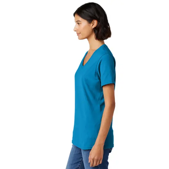 Port & Company&reg; Ladies Core Cotton V-Neck Short Sleeve T-Shirt Jet black {6}