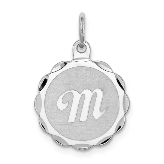 Sterling Silver Brocaded Lower Case Initial M Charm Jewerly 22mm x 16mm {1}