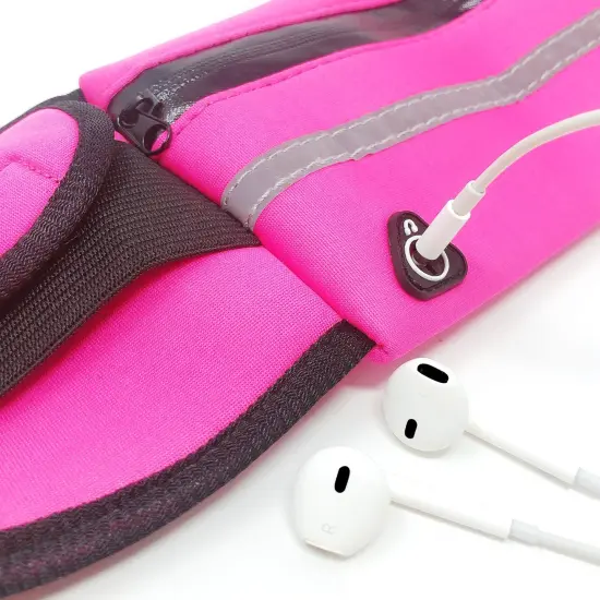 Wrapables Adjustable Neoprene Running Belt, Waterproof Fanny Pack, Workout Pouch for Running Jogging Hiking Pink {5}