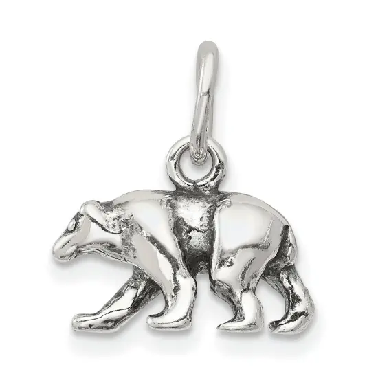 Sterling Silver Bear Charm Pendant Animal Jewelry 12mm x 15mm {1}