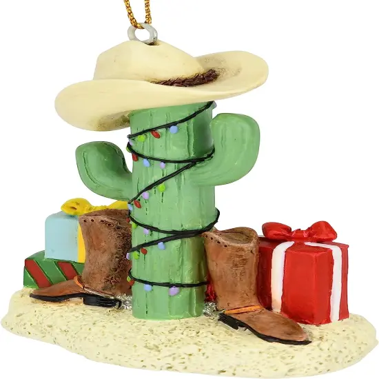 Tree Buddees Cactus Christmas Tree with Cowboy Boots Cowboy Hats and Presents Ornament {2}