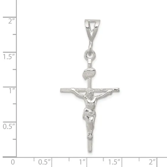 Sterling Silver INRI Crucifix Pendant Charm Jewelry 44mm x 21mm {2}