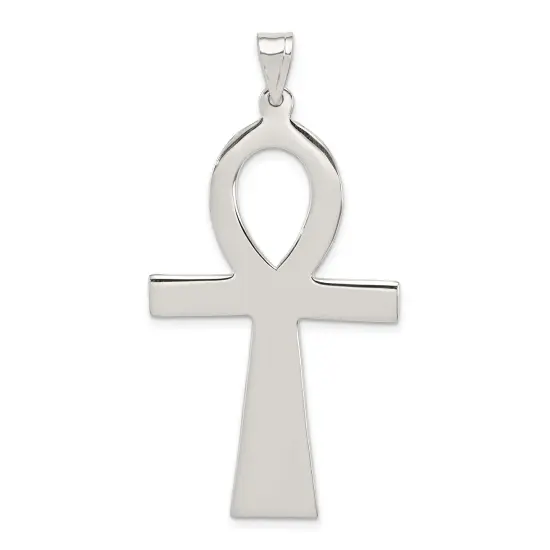 Sterling Silver Ankh Pendant Charm Religious Jewelry 50mm x 26mm {1}