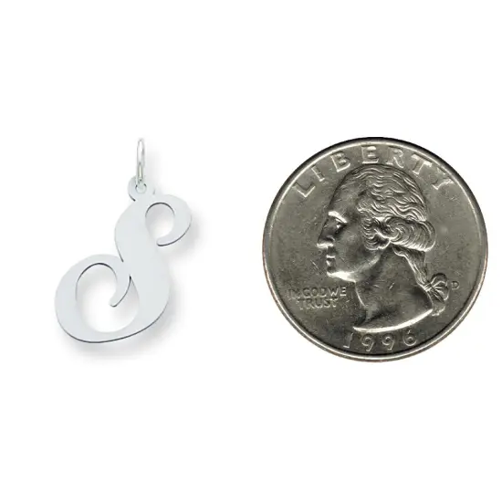 Sterling Silver Large Script Initial Letter S Charm Jewerly 21mm x 17mm {2}