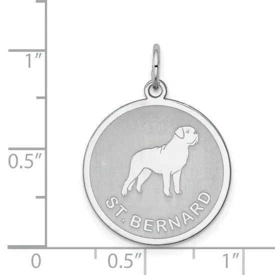 Sterling Silver St. Bernard Disc Charm Pendant Jewelry 26mm x 19mm {5}