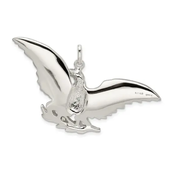 Sterling Silver Eagle Pendant Charm Bird Jewelry 35mm x 49mm {3}