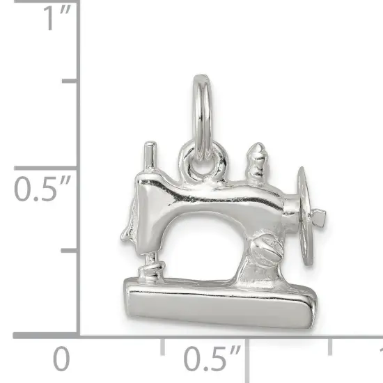 Sterling Silver Sewing Machine Charm Pendant Jewelry 14mm x 17mm {5}