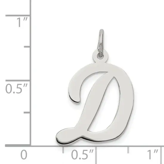 Sterling Silver Large Script Initial Letter D Charm Jewerly 21mm x 15mm {4}