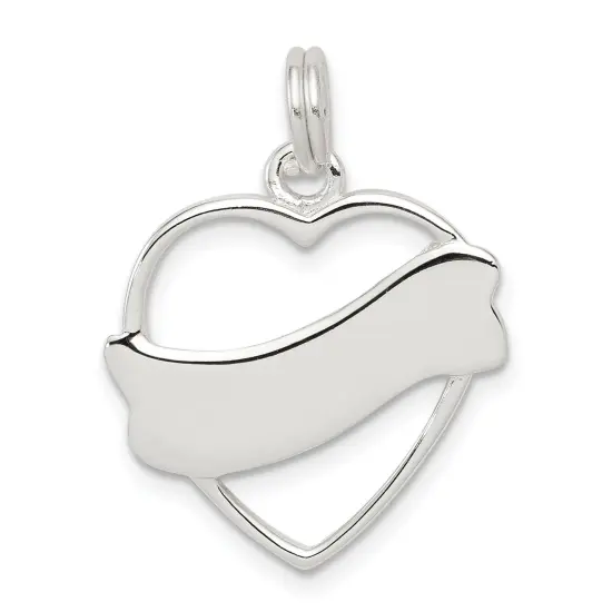 Sterling Silver Heart Charm Engraveable Love Jewelry 21mm x 21mm {1}