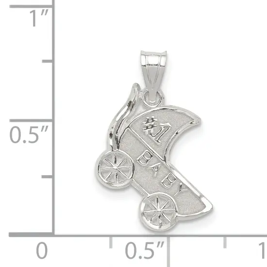 Sterling Silver #1 Baby Carriage Charm Pendant Jewelry 20mm x 13mm {5}