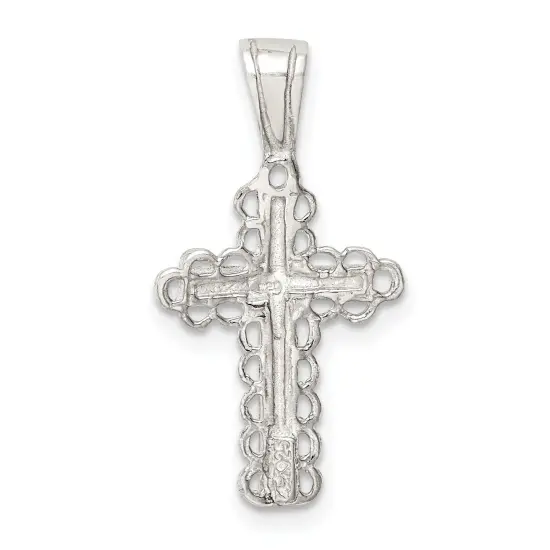 Sterling Silver Cross Charm Religious Jewelry 27mm x 14mm {3}