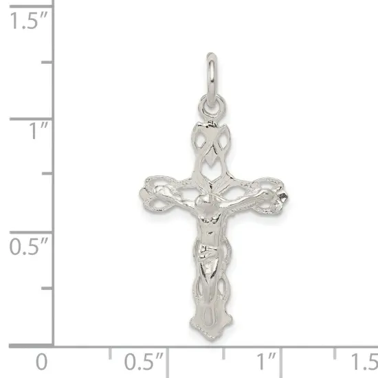 Sterling Silver Crucifix Charm Religious Jewelry 30mm x 16mm {2}