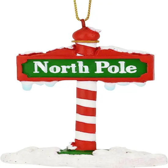 Tree Buddees The North Pole Sign Covered in Snow Christmas Tree Ornaments {3}