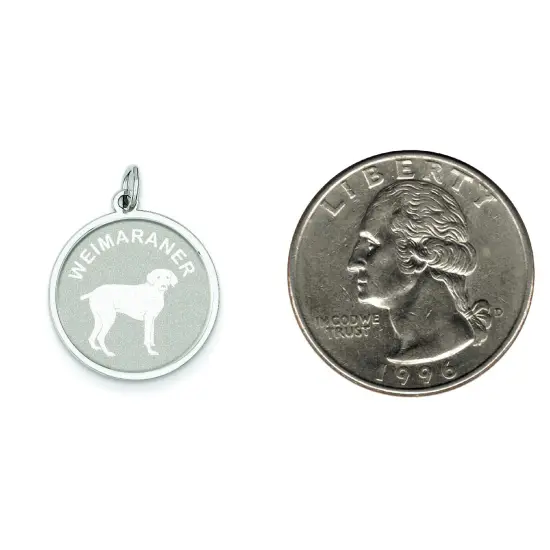 Sterling Silver Weimaraner Disc Charm Pendant Jewelry 26mm x 19mm {2}