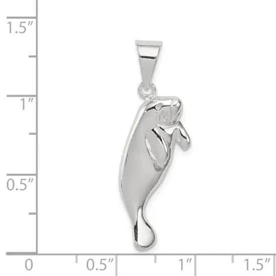 Sterling Silver Manatee Charm Pendant Sea Life Jewelry 31mm x 15mm {2}
