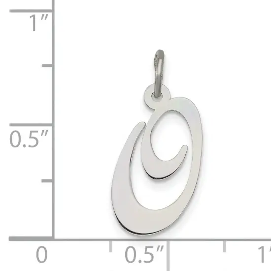 Sterling Silver Medium Script Initial Letter O Charm Jewerly 18mm x 13mm {5}