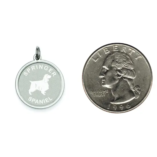 Sterling Silver Springer Spaniel Disc Charm Pendant Jewerly 26mm x 19mm {2}