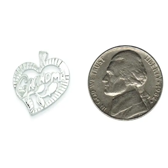 Sterling Silver Grandma Heart Charm Pendant Jewelry 20mm x 22mm {2}