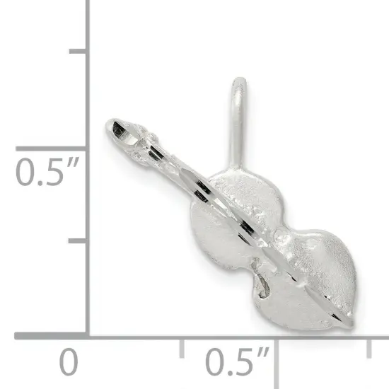 Sterling Silver Violin Pendant Music Charm FindingKing Jewerly 22mm x 8mm {5}