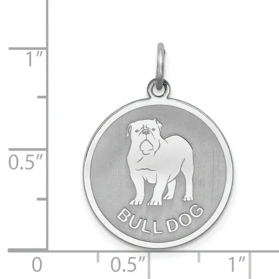 Sterling Silver Bull Dog Disc Charm Pendant Jewelry 26mm x 19mm {5}