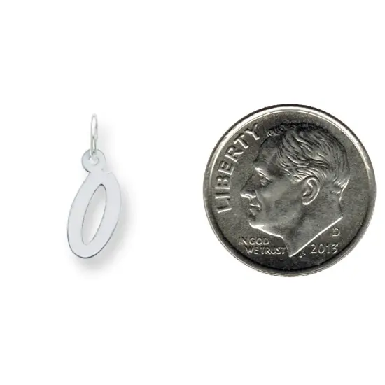 Sterling Silver Small Initial Letter O Charm Pendant Jewerly 19mm x 8mm {2}