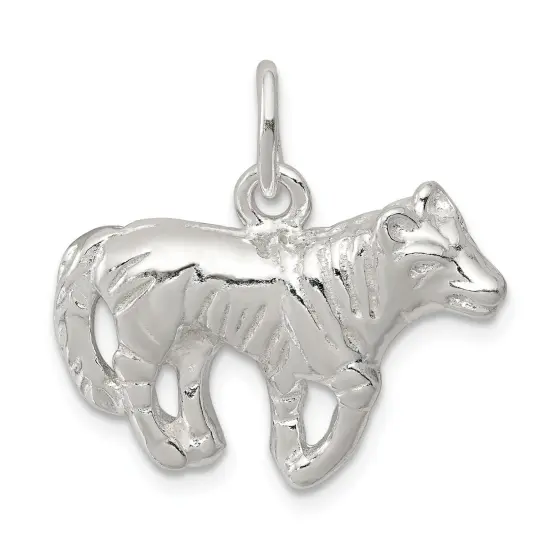 Sterling Silver Wolf Charm Pendant Animal Jewelry 18mm x 23mm {1}