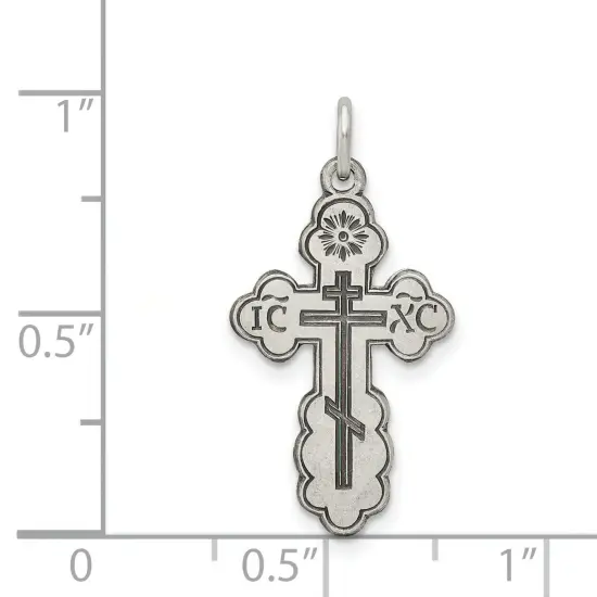 Sterling Silver Orthodox Cross Charm Jewerly 22mm x 13mm {4}