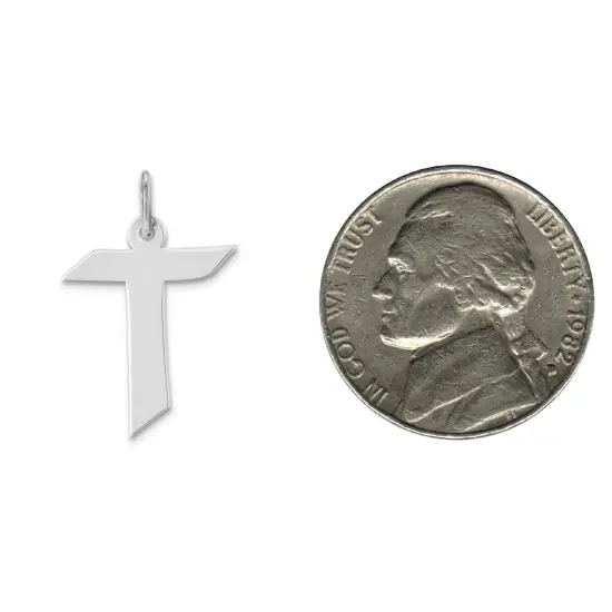 Sterling Silver Medium Artisian Block Initial T Charm Jewerly 21mm x 13mm {2}