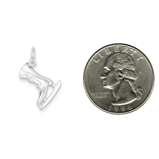 Sterling Silver Ice Skate Charm Pendant Skating Jewelry 20 X 16mm  {2}