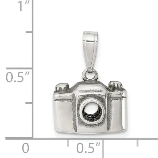Sterling Silver Antiqued Camera Charm Pendant Jewelry 11mm x 13mm {5}