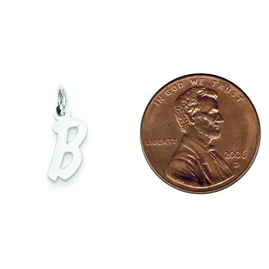 Sterling Silver Small Initial Letter B Charm Pendant Jewerly 19mm x 8mm {2}