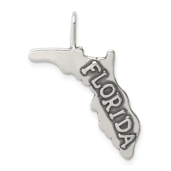 Sterling Silver Antiqued Florida State Charm Pendant Jewerly 24mm x 23mm {1}
