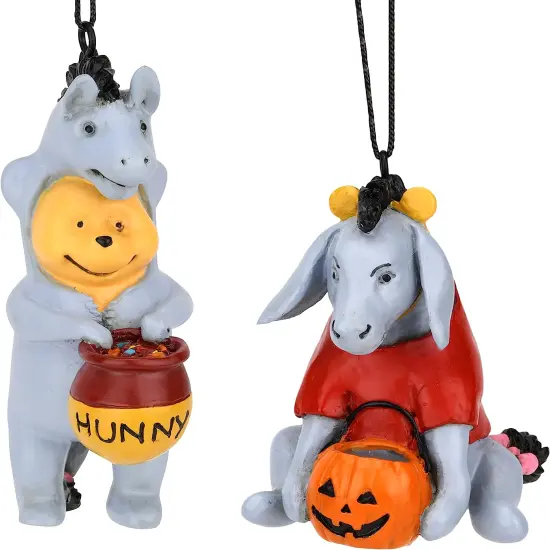 Tree Buddees Winnie The Pooh and Eeyore Dressed up as Each Other for Trick or Treating Cute Halloween Ornaments {1}