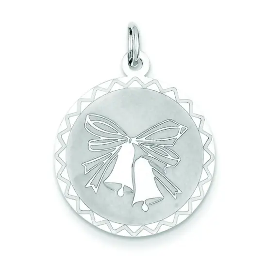 Sterling Silver Wedding Bells Charm Jewelry Jewelry 26mm x 20mm {1}