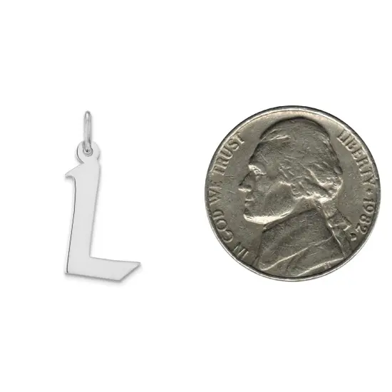 Sterling Silver Medium Artisian Block Initial L Charm Jewerly 21mm x 13mm {2}