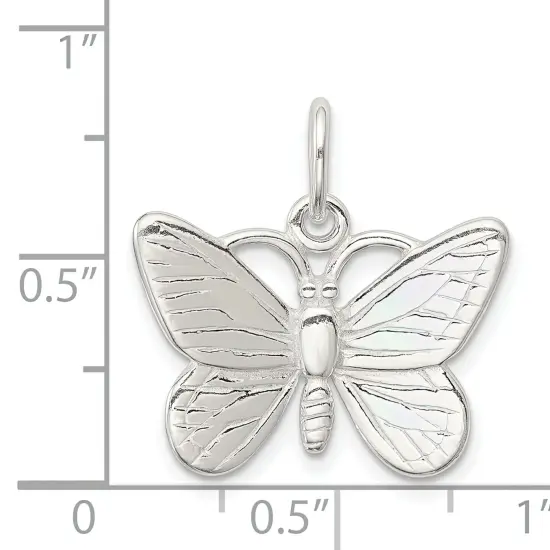 Sterling Silver Butterfly Charm Jewelry Pendant 20mm x 25mm {4}