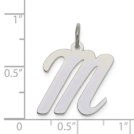Sterling Silver Large Script Initial Letter M Charm Jewerly 21mm x 11mm {5}