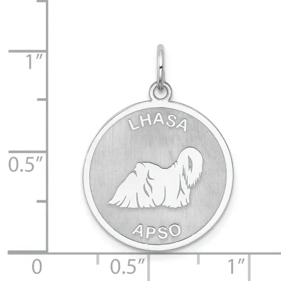Sterling Silver Lhasa Apso Disc Charm Pendant Jewelry 26mm x 19mm {5}