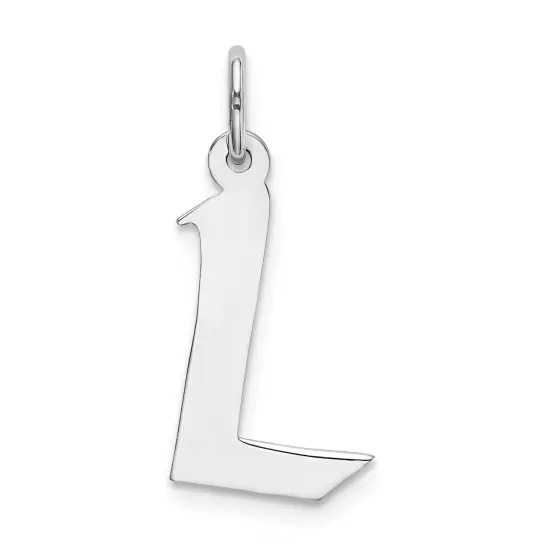 Sterling Silver Medium Artisian Block Initial L Charm Jewerly 21mm x 13mm {1}